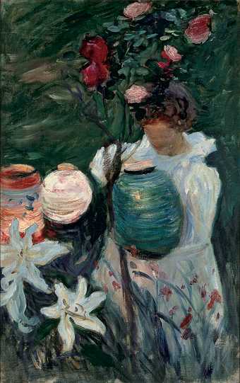 John Singer Sargent, Sketch for 'Carnation, Lily, Lily, Rose', 1885, oil paint on canvas, 72.4 × 47 cm